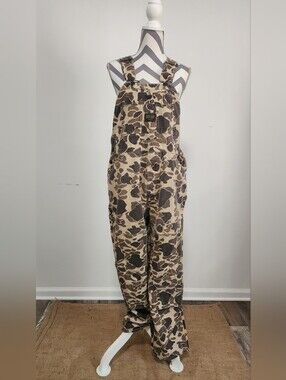 Vintage 80s Duck Bay Double Knee Camo Overalls